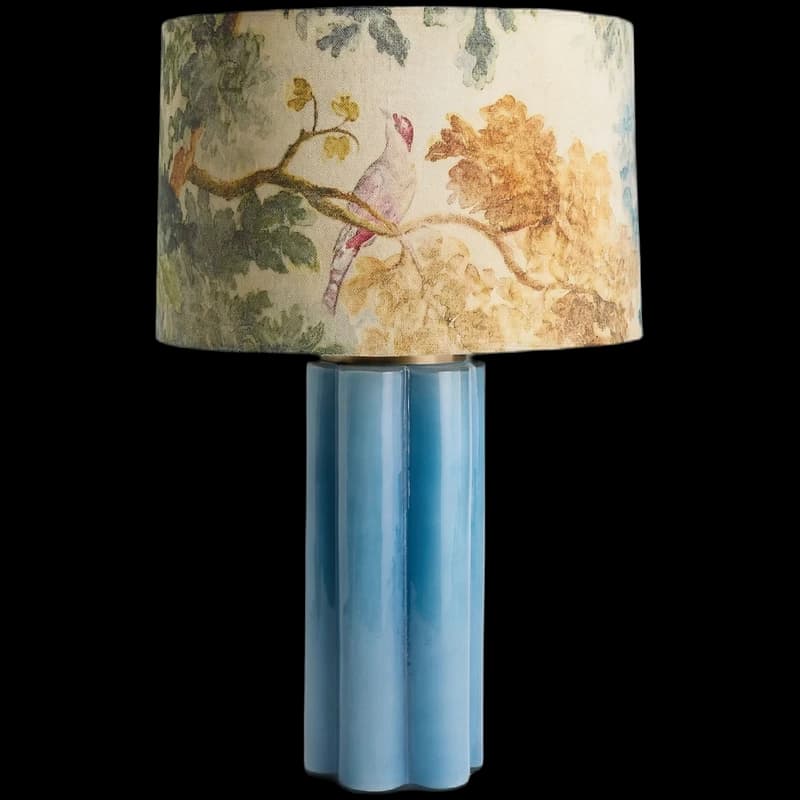 Ceramic table lamp with floral shade